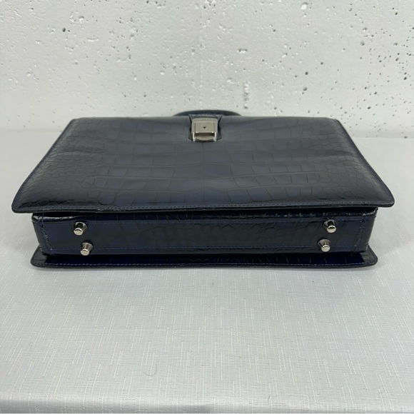 Bosca Blue Alligator Leather Partners Briefcase and Key - Picture 9 of 16